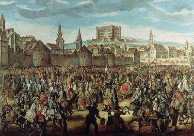 Die Ankunft von Kaiserin Maria Theresia von Österreich (1717-80) in Pressburg (Bratislava) am 25. August 1741 von Austrian School